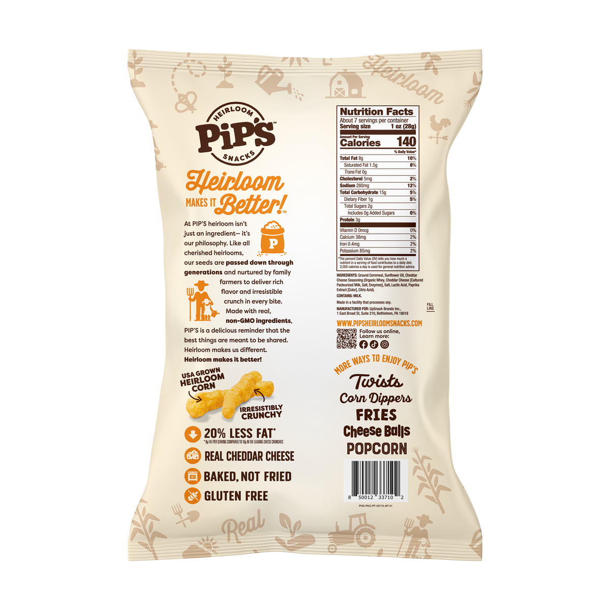 Cheddar Crunchies, 7.0oz- Pip's Heirloom Snacks