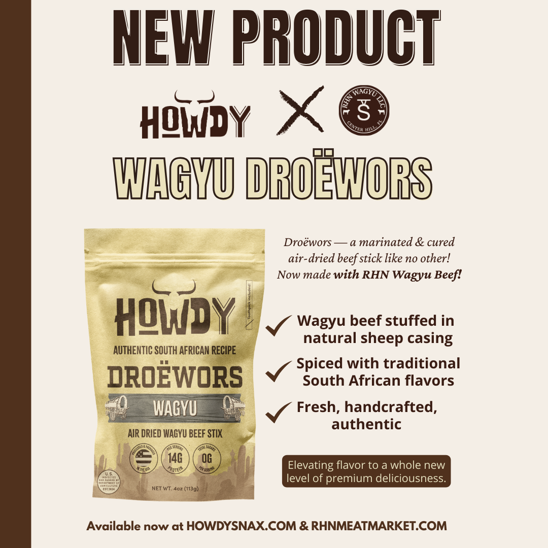 RHN Wagyu x Howdy Snax – Wagyu Droëwors 2- 4oz bags