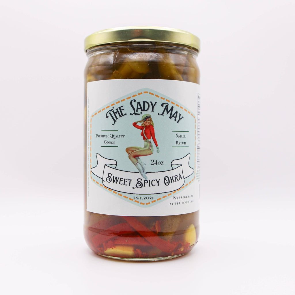 May's Market @ TLM - Sweet & Spicy Pickled Okra - Southern Style | Small Batch Restaurant Made | Lady May - 24oz