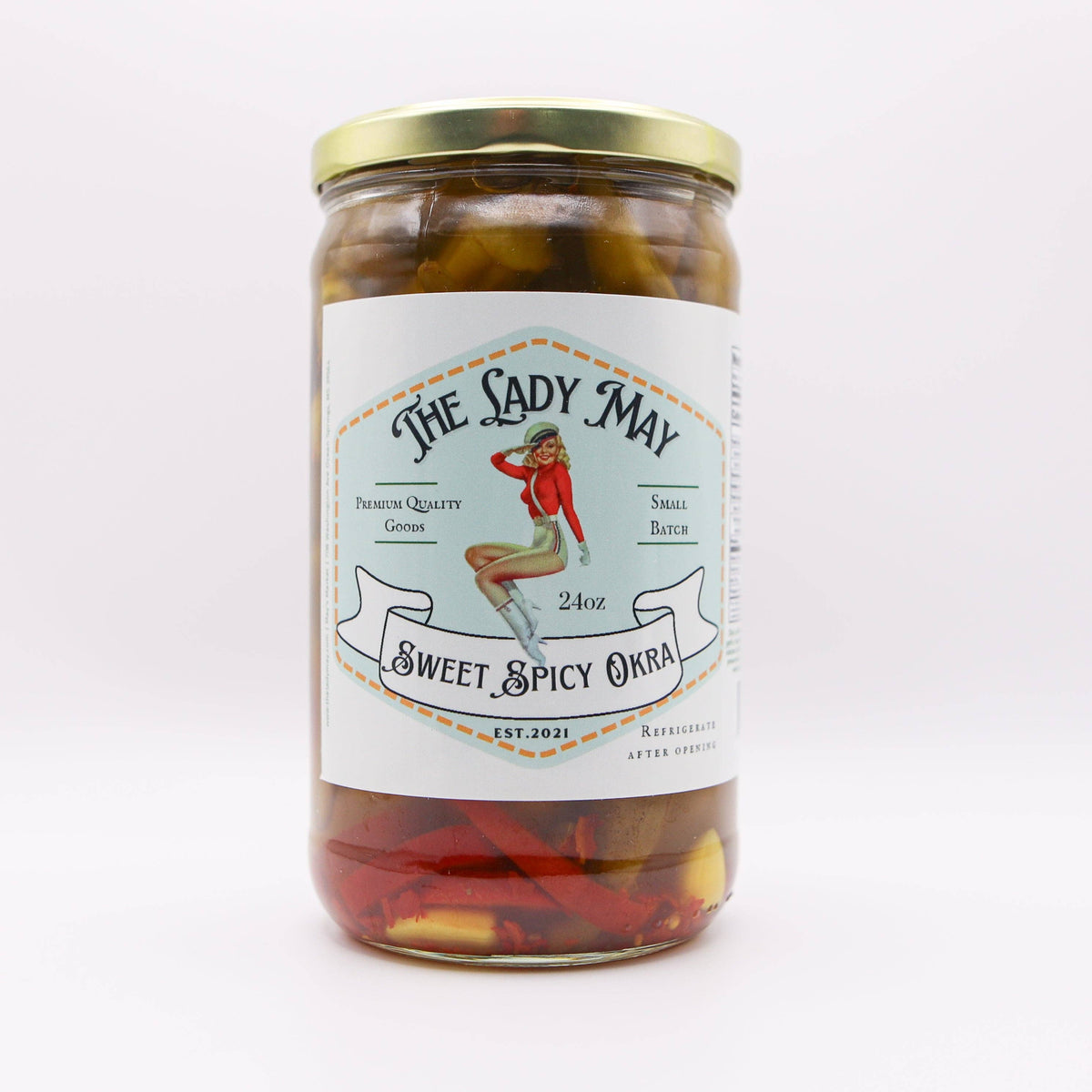 May's Market @ TLM - Sweet & Spicy Pickled Okra - Southern Style | Small Batch Restaurant Made | Lady May - 24oz