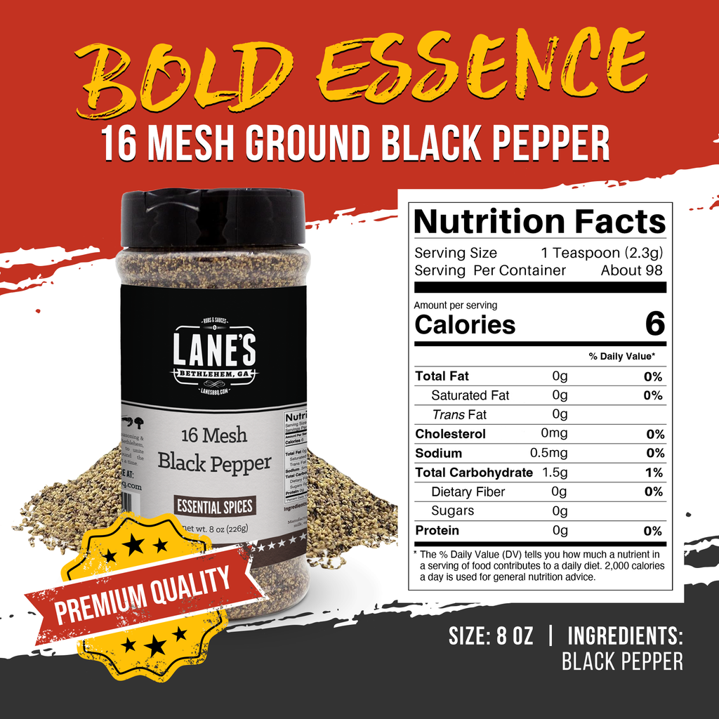 Lane's BBQ Premium 16 Mesh Black Pepper/Peppercorns