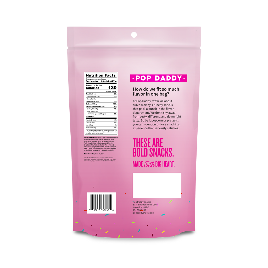 Pop Daddy - Birthday Cake Seasoned Pretzels  7.5oz