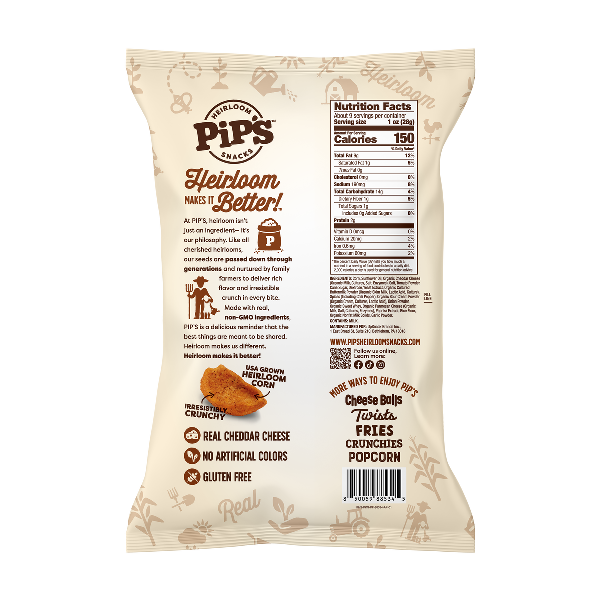 Pip's Heirloom Snacks - Chili Cheese Corn Dippers: 1 Bag