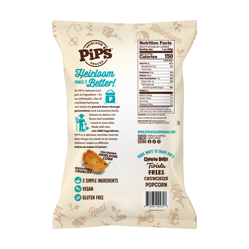 Pip's Heirloom Snacks - Sea Salt Corn Dippers 9.25 Oz