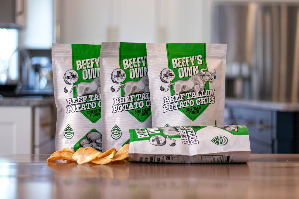 Sour Cream N' Onion Tallow Potato Chips-Beefy's Own -