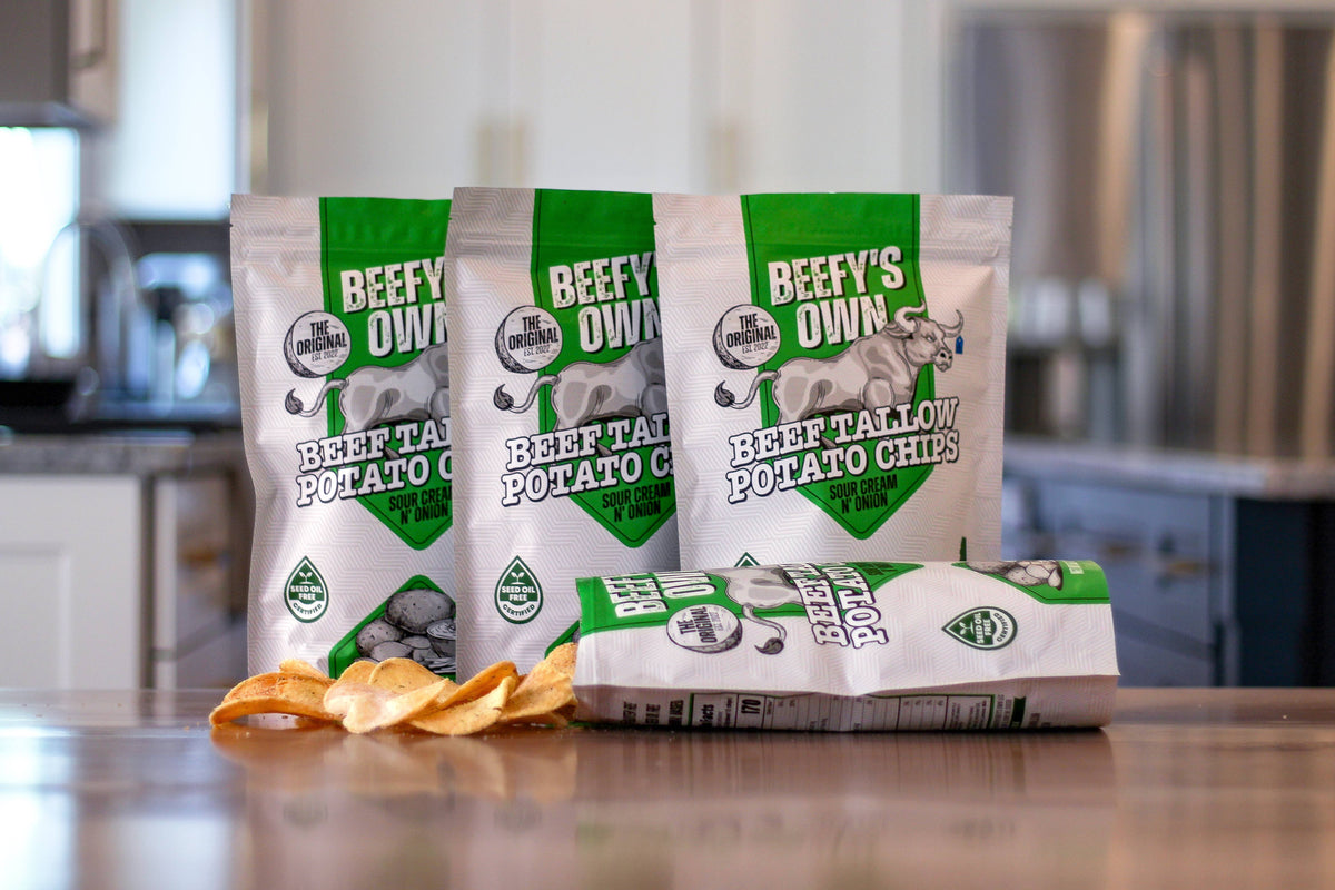 Sour Cream N' Onion Tallow Potato Chips-Beefy's Own -