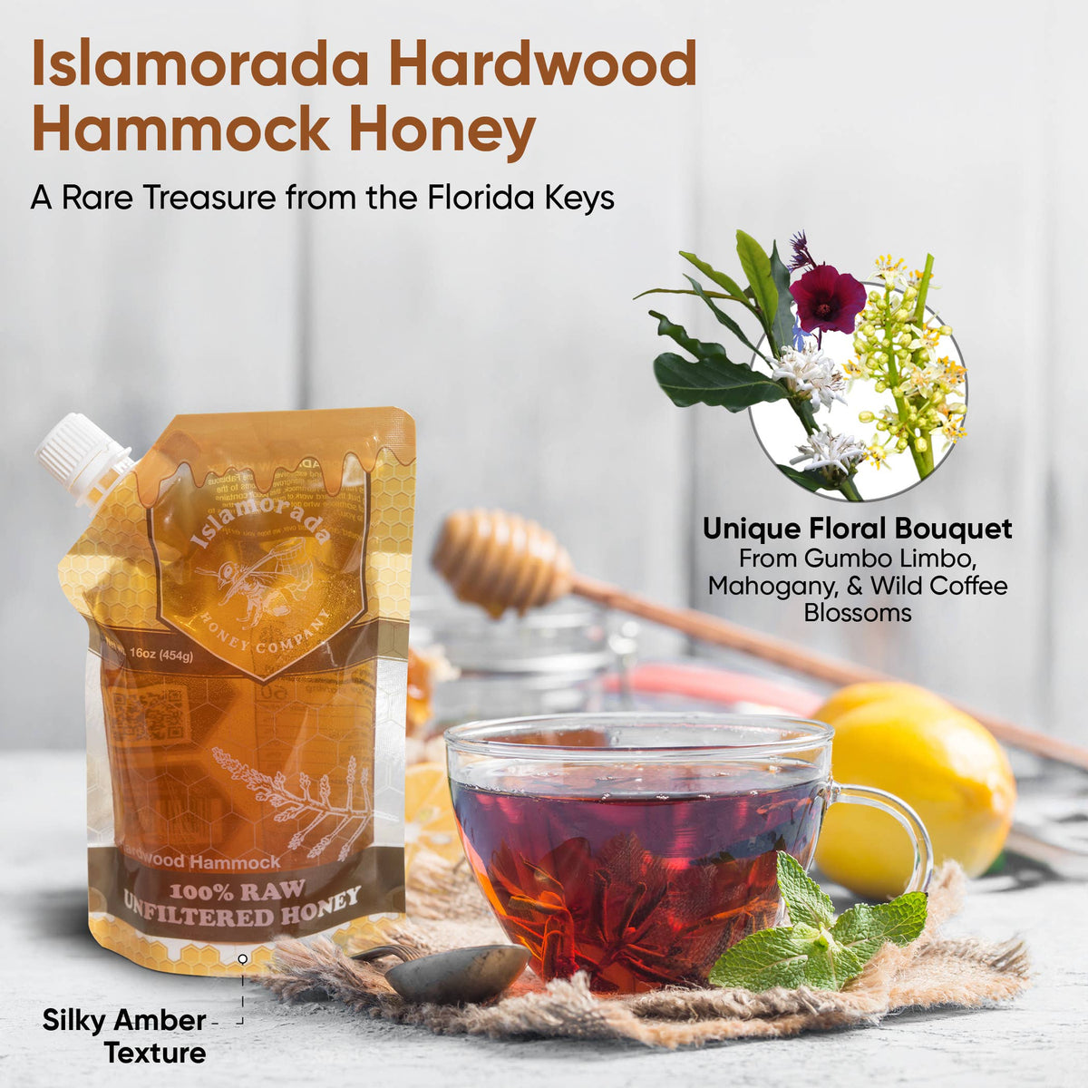 Islamorada Honey Company - Hardwood Hammock Honey 16oz Pouch