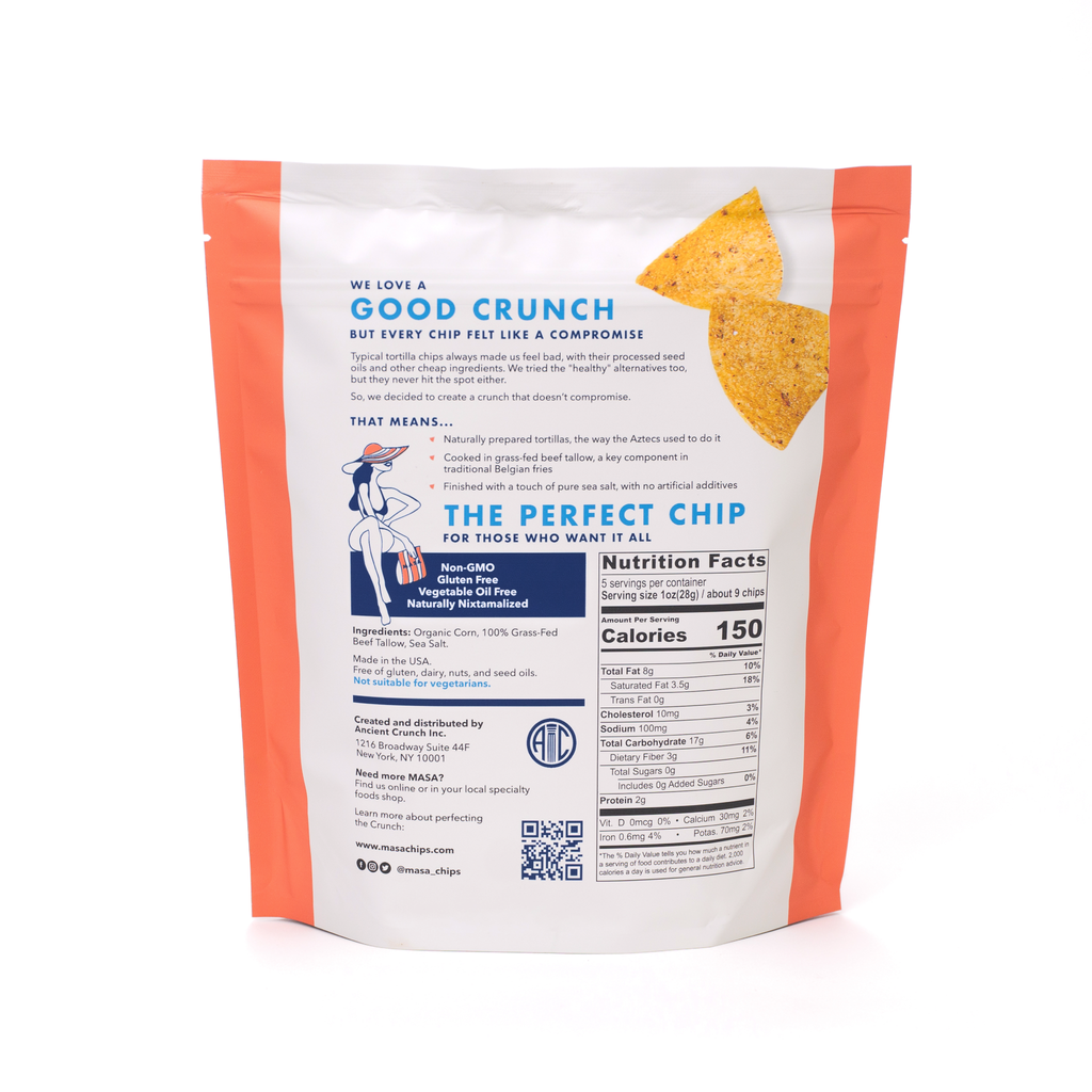 MASA Traditional Tortilla Chips, 5oz Bag - Ancient Crunch