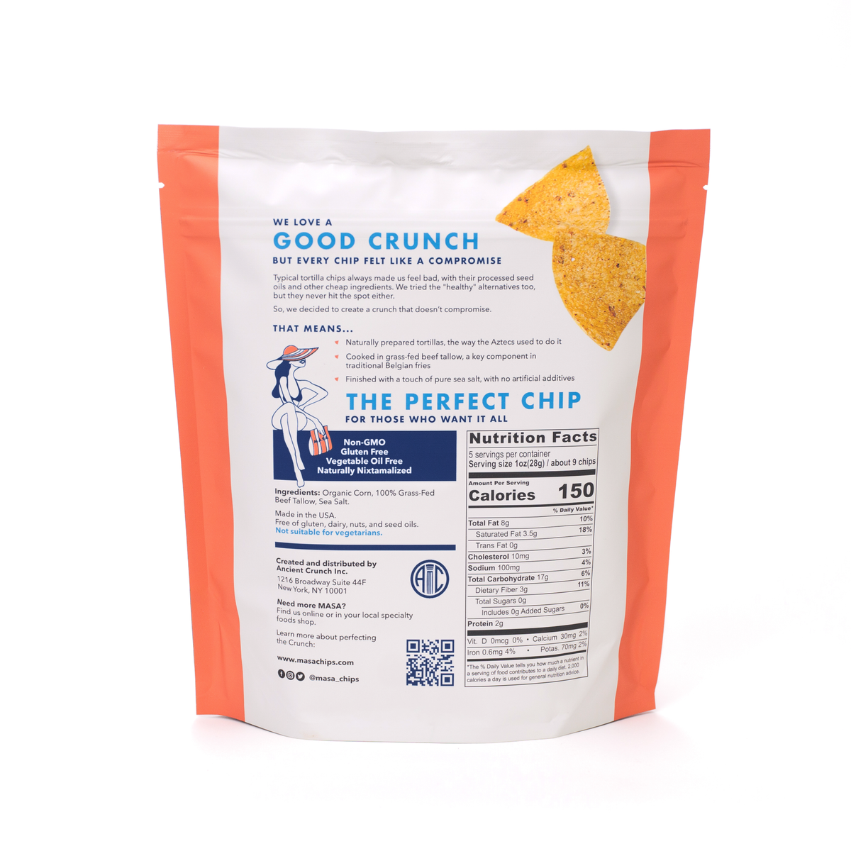 MASA Traditional Tortilla Chips, 5oz Bag - Ancient Crunch