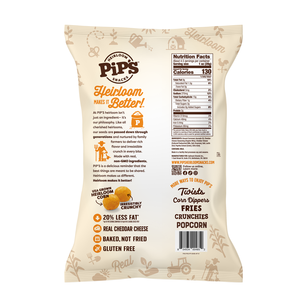 Pip's Heirloom Snacks - Cheddar Cheese Balls, 4.5oz