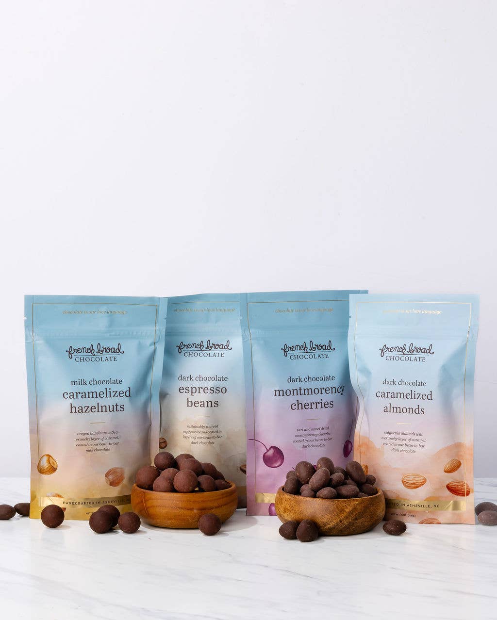 French Broad Chocolate - Milk Chocolate-Covered Caramelized Hazelnuts - 6oz
