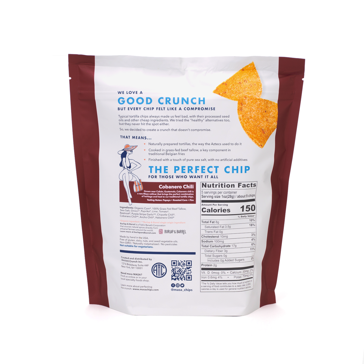 Cobanero, 5oz Bag MASA Tortilla Chips - Ancient Crunch