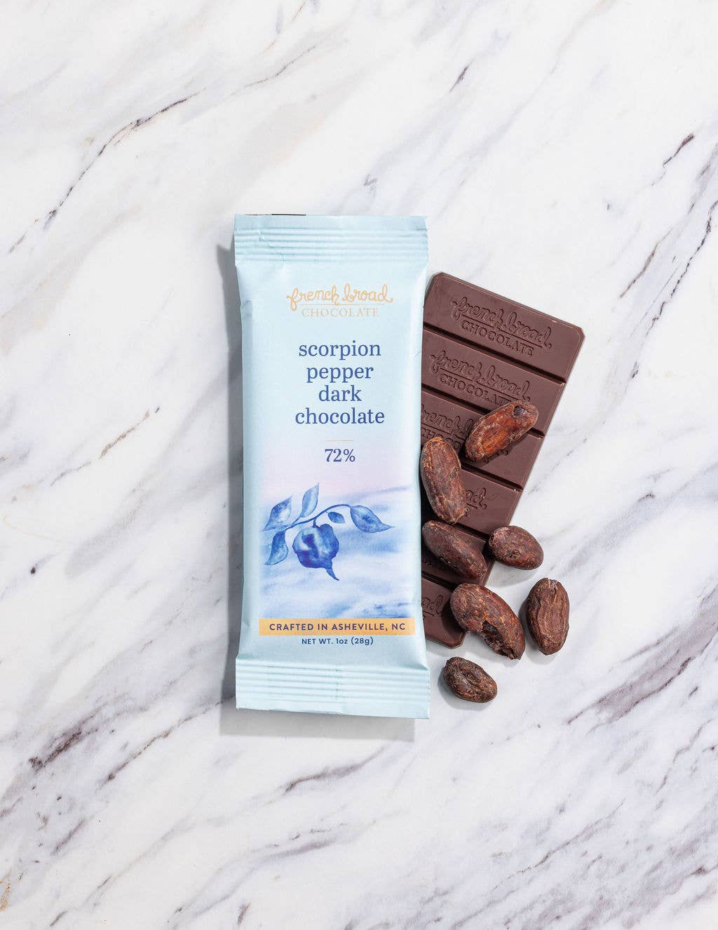 French Broad Chocolate - Scorpion Pepper Chocolate Bar 72% - 28g