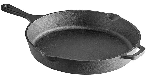 Choice 15" Pre-Seasoned Cast Iron Skillet with Helper Handle